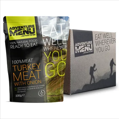 Produktbild von Adventure Menu Putenfleisch mit Zwiebeln - 100 % Fleisch, 10 Stück à 200g