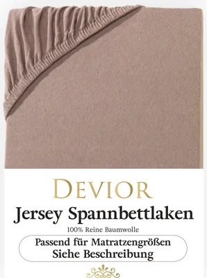 Produktbild von Devior Jersey Spannbettlaken 180x200 - 200x220 nougat Bettlaken 100% Baumwolle für Boxspringbett und Wasserbett