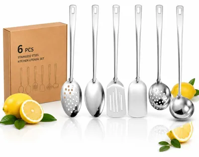 Produktbild von Set mit 6 Küchenutensilien aus Edelstahl