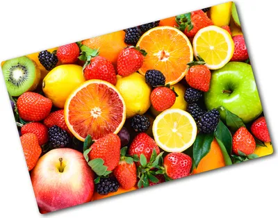 Produktbild von Tulup Glas Herdabdeckplatte - 80x52 cm - Glaskeramikkochfeld-Abdeckung Spritzschutz Glasabdeckplatte - Einteilig - Essen & Getränke - Bunte Früchte - Mehrfarbig