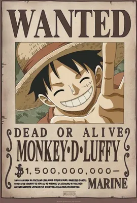 A wanted poster for Monkey D. Luffy from the anime/manga series One Piece.