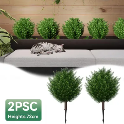 Produktbild von LARS360 2x72cm Künstlicher Buchsbaum - Künstliche Zeder mit Bodenpfählen, Pflegeleichte Dekopflanzen für Haus, Büro & Schlafzimmer