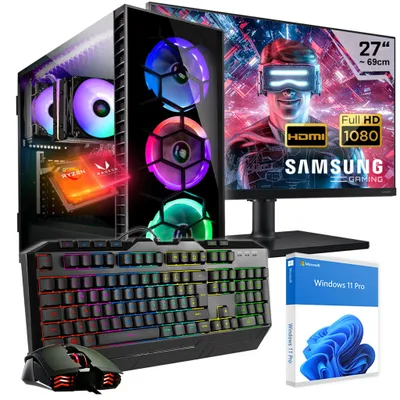 Produktbild von KRAFTPC Gaming PC Komplett-Set AMD Ryzen5 5600GT - Radeon VEGA Grafik - 500GB M.2 SSD -16GB DDR4 - Win11 - WLAN - Samsung 27" TFT - Tastatur/Maus