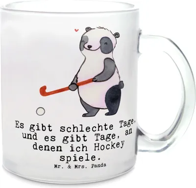 Produktbild von Mr. & Mrs. Panda Teetasse Panda Hockey spielen - Transparent - Geschenk, Sportart, Feldhockey, Pott, Verein, Hockeyschläger, Henkelbecher, Tee Tasse, Haferl, Häferl