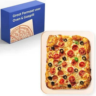 Zdjęcie produktu dla Kamień do pizzy o wymiarach 38 cm do piekarnika i grilla gazowego – chrupiące ciasto – prostokątny kamień do pizzy z kordierytu o wymiarach 38 x 31 cm, wytrzymujący temperaturę do 900°C – kamień do pizzy odporny na wysoką temperaturę