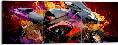 Produktbild von Bild auf Leinwand - Leinwandbild - Motorrad Feuer Abstraktion - 150x50cm - Wand Bild - Wanddeko - Leinwanddruck - Bilder - Kunstdruck - Wanddekoration - Leinwand bilder - Wandkunst - CA150x50-0177