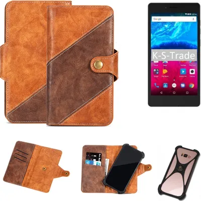 Produktbild von K-S-Trade Handy-Hülle Schutz-Hülle Bookstyle Case Wallet-Case kompatibel mit Archos Core 50 Handy Cover Bumper Kantenschutz Smartphone dunkelbraun