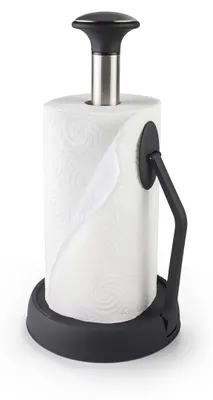 Papierhalter mit Saugnapf, 8x8x36 cm, Schwarz, Kunststoff