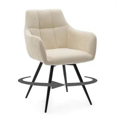 Produktbild von NEW HOME Drehstuhl LUGANO gepolsterter Stuhl für Esszimmer und Wohnzimmer – cremefarben – moderner Chenille-Stoff