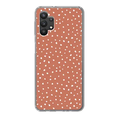 Produktbild von MuchoWow® Handyhülle Schutzhülle Hülle für Samsung Galaxy A32 5G Tupfen - Orange - Weiß Silikon Softcase Handy Hülle - Softcase