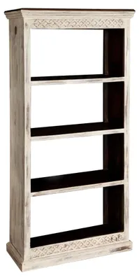 Immagine prodotto di MASSIVMOEBEL24 | scaffale in legno di mango / acacia 85x40x175 bianco cerato CASTLE-ANTIK #223
