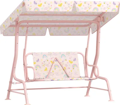 Produktbild von Hollywoodschaukel für Kinder, Stahlrahmen, 2-Sitzer, 60 kg belastbar, Rosa