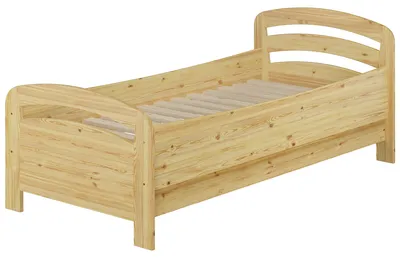 Produktbild von Seniorenbett extra hoch Einzelbett 90x200 Kiefer Massivholz Holzbett Zubehör wählbar V-60.43-09Rollrost inkl.