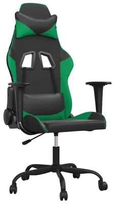 Obrázek produktu pro herní židle vidaXL s masážní funkcí Černá a zelená umělá kůže