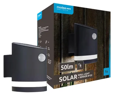 Productafbeelding van Modee Solar Buitenlamp LED met Bewegingssensor - Wandlamp op Zonne Energie - IP44 - Daglicht Wit - 2 stuks