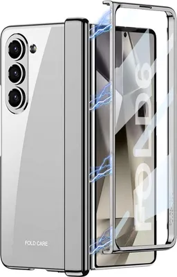 Produktbild von Hülle für Samsung Galaxy Z Fold 6 Magnetisch Scharnierschutz Transparent Überzug PC Kristall Schutzhülle mit Displayschutz Grau