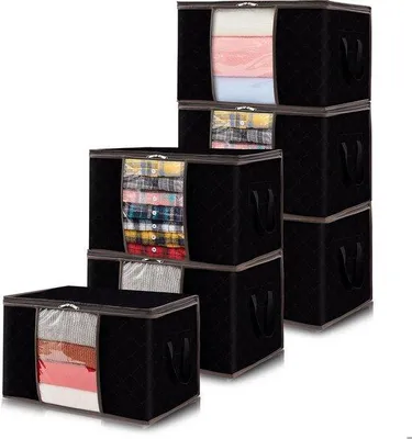 Image de Lot de 6 housses à vêtements de 60 litres, pour rangement dans l'armoire
