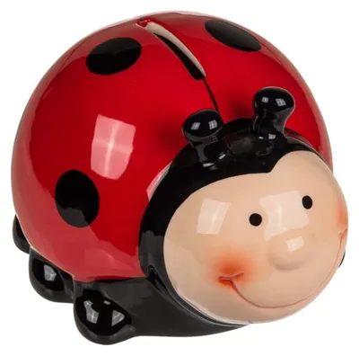 Image de Boîte en céramique en forme de coccinelle, avec couvercle et clé.