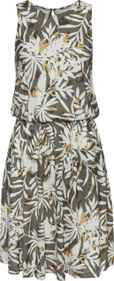Produktbild von VIVANCE Jerseykleid mit Blätterdruck grün-creme bedruckt Größe 40