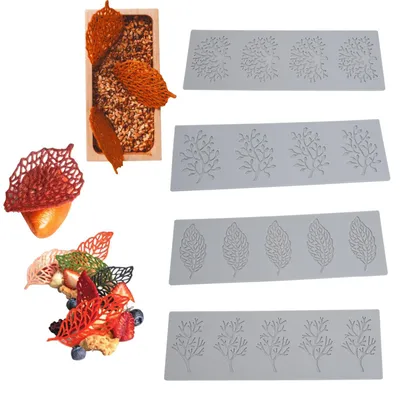 4er-Set Blatt-Silikonformen, 11,57 × 9,7 cm, hitzebeständig
