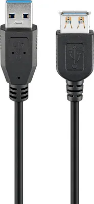 Produktbild von Goobay USB 3.0 SuperSpeed Verlängerungskabel, Schwarz, USB 3.0-Stecker (Typ A) > USB 3.0-Buchse (Typ A)