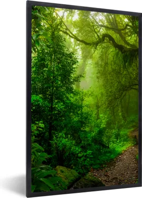 Produktbild von MuchoWow® Gerahmtes Poster Landschaft - Dschungel - Tropisch - Sonne - Grün 60x90 cm - Poster mit Schwarzem Bilderrahmen Wandposter Rahmen Foto Bilder - Kunst