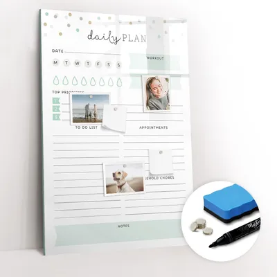 Produktbild von Magnetische Wandtafel - Schwarzer Marker + Schwamm + Magnete - 60 x 90 cm - Tagesplan