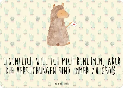Produktbild von Mr. & Mrs. Panda Wandbild Alpaka Fahne DIN A3 - Kaktus Grün - Geschenk, Liebe, Lamas, Türschild, tafel, Alpakas, Lama, Blechschild, Magnetschild, Schild