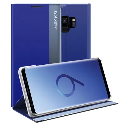 Obrázek produktu pro Galaxy S9 Pouzdro, Slim Flip Kožené Pouzdro s Okénkem a Stojánkem pro Samsung Galaxy S9 modré