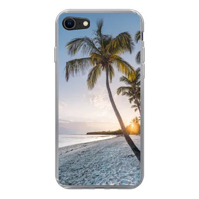 Produktbild von MuchoWow® Handyhülle Schutzhülle Hülle für iPhone 8 Strand - Sonnenuntergang - Palme Silikon Softcase Handy Hülle - Schutzhaube