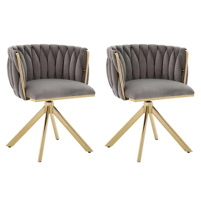 Produktbild von AIORBER Drehsessel aus Samt mit Metallgestell, 180° drehbar, ergonomisch, höhenverstellbar, belastbar bis 150kg, Grau