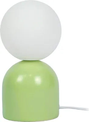 Produktbild von Relaxdays Tischlampe, Keramikfuß & Glasschirm, G9, HxD: 21 x 11 cm, Nachttischlampe mit Kabel, Schlafzimmer, grün/weiß