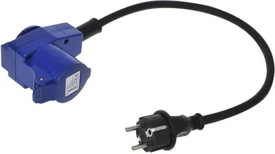Image de Câble adaptateur 40cm de fiche Schuko vers connecteur coudé CEE + prise Schuko