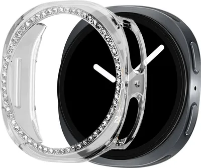 Produktbild von Bandz PC-Hartschalenetui mit Diamanten – passend für Samsung Galaxy Watch 8 – 40 mm – Schutzhülle aus Hartplastik – halbtransparent