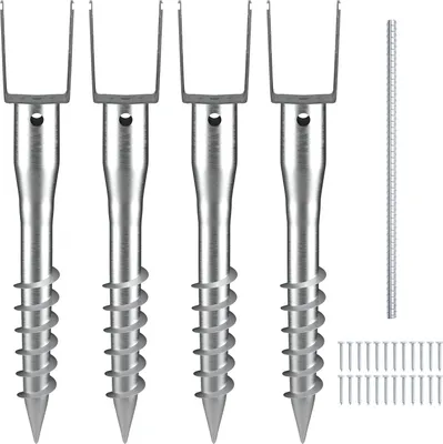 Produktbild von U-Pfostenträger 4er-Pack 100 x 70 x 700 mm DIY-Pfostenpfosten zum Einschrauben inkl. 6 Zugankern und einer Bewehrungsstange U-förmiger Pfostenhalter ideal für Briefkastenpfosten und Zaunpfosten