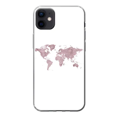 Produktbild von MuchoWow® Handyhülle Schutzhülle Hülle für iPhone 12 mini Weltkarte - Rosa - Weiß Silikon Softcase Handy Hülle - Bild