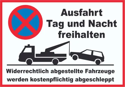 Produktbild von Parken verboten Ausfahrt Tag und Nacht freihalten Schild A3 Rückseite selbstklebend