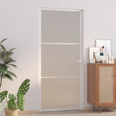 Produktbild von "2026 Promotion" Innentür stabil, Tür 93x201,5 cm Weiß Mattglas und Aluminium - Haustüren CC21201