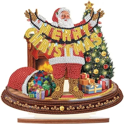 Immagine prodotto di Decorazione con cristalli, albero di Natale e Babbo Natale, elemento decorativo da tavolo, progetto creativo fai-da-te