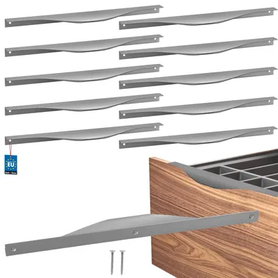 Image de KOTARBAU® Lot de 10 poignées d'armoire et de meuble 320 / 340 mm, argent (ZnAl) : poignées pour armoires de cuisine, poignées de tiroir, poignées de porte, poignées de bordure d'armoire