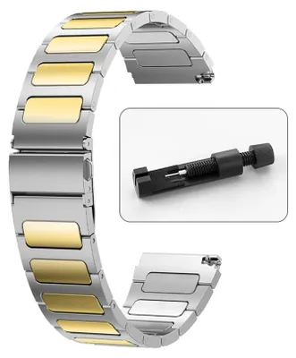 Zdjęcie produktu dla metalowy pasek do zegarka - Huawei Watch GT2e/GT2P 46 mm - stal nierdzewna - zamek składany - uniseks - srebrno-złoty