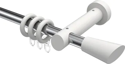 Produktbild von Interdeco Gardinenstange / Vorhangstange Chrom / Weiß, Typ Talena Bero (Konus Schräge), 20 mm Ø 1-läufig, 400 cm