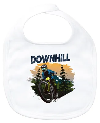 Produktbild von Huuraa Baby Lätzchen Downhill Bike White Klettverschluss  Baumwolle Latz Geschenkidee