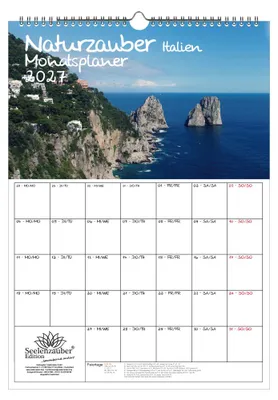 Produktbild von Naturzauber Italien Planer DIN A3 Kalender für 2027 Rom Urlaub Strand Meer Mediterran Italien - Seelenzauber