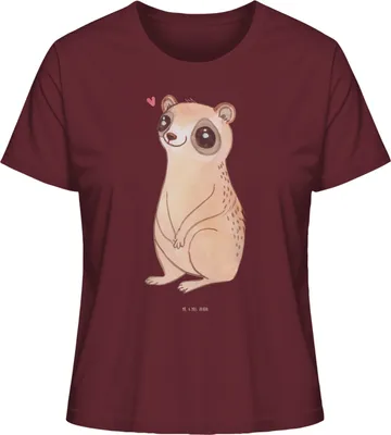Produktbild von Mr. & Mrs. Panda Oberteil Damen Plumplori Glücklich Größe M - Burgundy - Geschenk, Kurzarmshirt, Niedlich, Shirt, T-Shirt, Lustige Sprüche, Glück, Basic