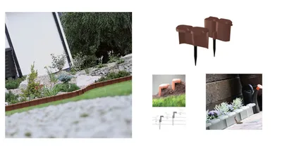Produktbild von Beetumrandung Schneckenzaun braun 1,9m Palisade Beeteinfassung Rasenkante Zaun