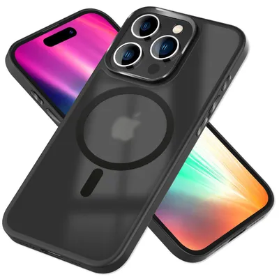 Produktbild von MagSafe Hülle Hybrid für iPhone 15 Pro Max Frosted Hard Case Schutz Handyhülle Schwarz