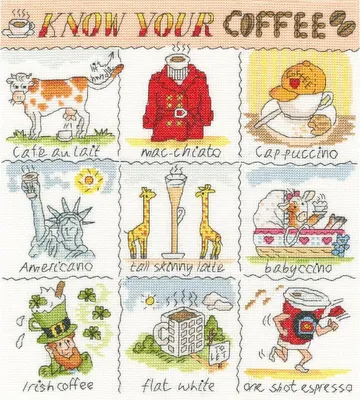 Produktbild von Bothy Threads "Know Your Coffee" Kreuzstich-Set, XHS17, 26x29cm