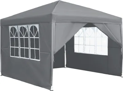 Produktbild von LARS360 Pavillon 3x3m Faltpavillon Wasserdicht Grau Partyzelt Gartenzelt Winterfest Gartenpavillon Faltbar Garten -4 Seitenteilen und Fenstern