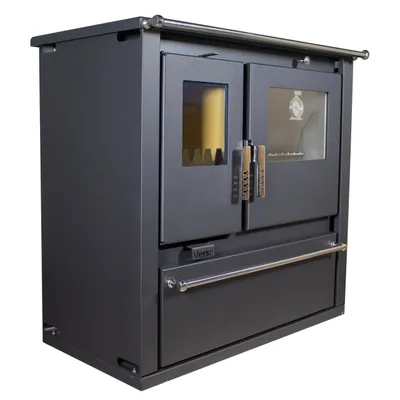 Image de Cuisinière à bois Verso CS Plus Inox 7,7 kW avec four, table de cuisson & compartiment à bois